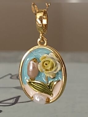 Pearl & Flower Garden Pendant with GP Stainless Steel Chain